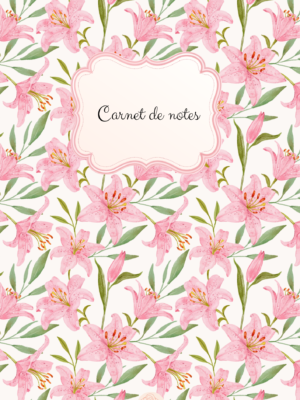 Couverture du carnet de notes Bienelles à motif floral rose, idéal pour écrire ses pensées, ses notes et ses idées au quotidien.